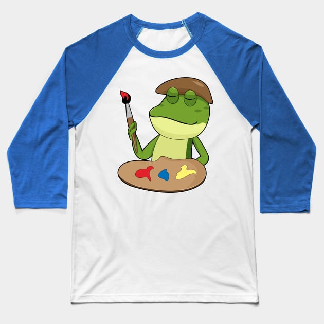 Frog as Painter with Brush and Paint Baseball T-Shirt by Markus Schnabel